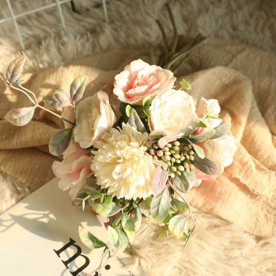 【CC】 Bouquet Artificial Flowers Silk Wedding Fake Supplies Garden Decoration Outdoor