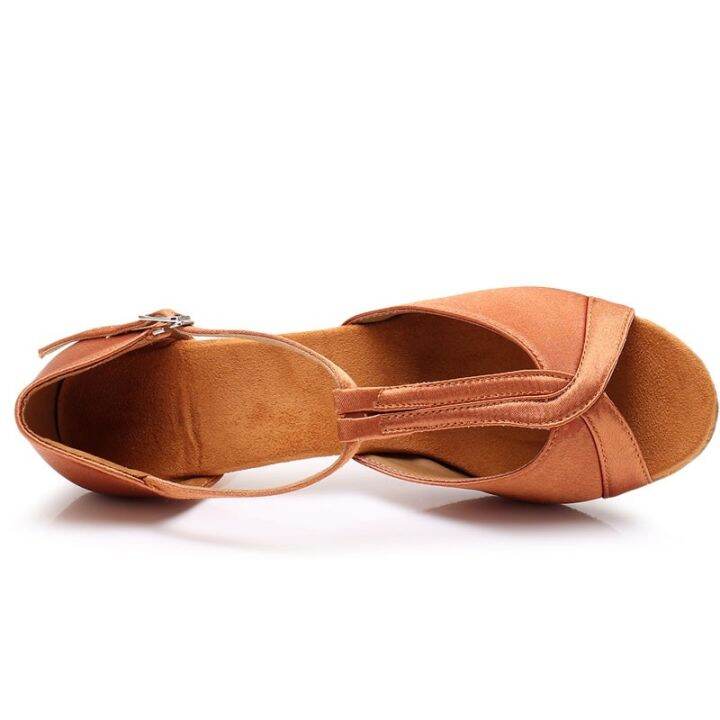 spot-dark-brown-adult-latin-dance-shoes-middle-heel-dancing-shoes-5cm-soft-bottom-half-palm-indoor