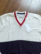 Áo Lacoste Nam Len Trắng Cổ Tim Size 4 M