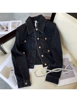 ZZOOI Denim Jackets Women Basic Croped Coats 2022 Autumn Fashion  Long Sleeve Solid Wild Casual Outerwear Denim Coat Jacket Outerwear