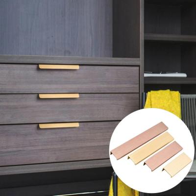 【CW】New Novelty GoldChampagne Hidden Cabinet Pulls Furniture Handles Kitchen Door Handle Copper Drawer Pull Knobs Cupboard Handle