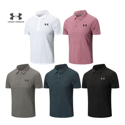 Under ArmourˉUa Polo Shirts Golf Tennis Outdoor Sport Thin Breathable Slim Comfortable Solid Classic 5 Colors New Men Lapel Short Sleeve Tops S-3XL 4XL