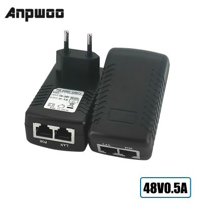 【Clearance sale】 ANPWOO POE Injector Ethernet CCTV Power Adapter 15.4W,POE Pin4/5(+),7/8(-) ใช้งานร่วมกับ IEEE802.3af สำหรับกล้องวงจรปิด IP Cameras