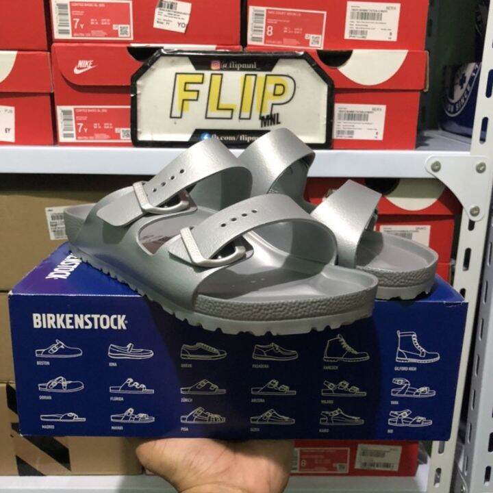 BIRKENSTOCK ARIZONA EVA "Metallic Silver" SANDALS / BIRKS / SLIDES