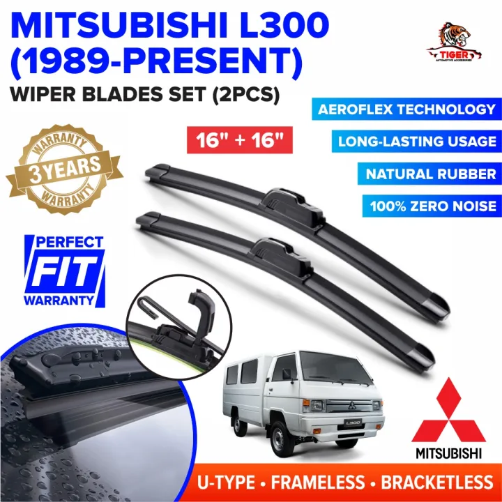 Mitsubishi L300 1989 to Present Wiper Blade Set (16"+ 16") Perfect Fit