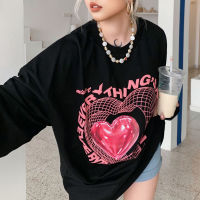 Harajuku Love Print Letter Graphic T-Shirts Women 2021 New Fashion Long Sleeve Clothes Autumn Goth Tops Mujer Korean Streetwear