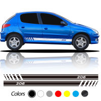 Car Side Door Graphic Vinyl Decals Racing Sport Long Skirt Stickers for Peugeot 206 2PCS