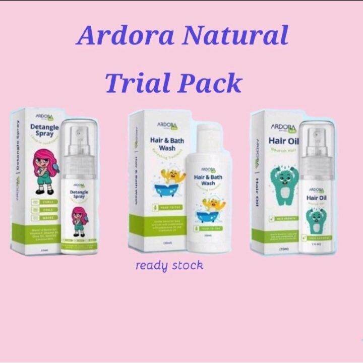 Ardora Natural Travel Pack Hair Oil Bath Wash Detangle Spray READY