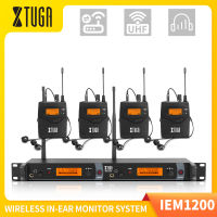 XTUGA ระบบเฝ้าระวังในหูไร้สาย UHF IEM1200,เครื่องส่งสัญญาณ2ช่องสัญญาณชนิด SR2050พร้อมตัวรับสัญญาณบอดี้แพ็ค4ตัวใช้แบบมืออาชีพสำหรับดีเจคอนเสิร์ตการแสดงดนตรีบนเวที