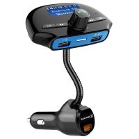 Bluetooth FM Transmitter Car, Wireless Radio Adapter Car Kit Support MP3 Player SD Card, Quick Charge 3.0 Dual USB Car Charger 360 Rotational Panel Hands Free for iPhone, Samsung