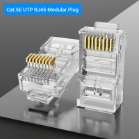 ขั้วต่อ Rj45 Vention Rj45 Cat7ปลั๊กหัวสายเคเบิลอีเทอร์เน็ตแบบแยกส่วนชุบทอง Cat6ย้ำหางปลา Rj45เครือข่าย Cat7ขั้วต่อ Crimper