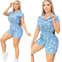 สุภาพสตรีสี่สีเซ็กซี่ Jumpsuit พิมพ์ Playsuits สบายๆในการขายขนาด (S-2XL)