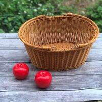 Oval shopping basket supermarket store purchasing blue fruit snack convenience store basket rattan plastic