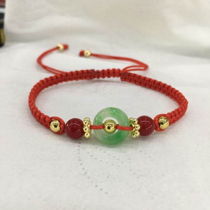 Natural green jade red woven bracelet (jade size 11mm) | Lazada PH