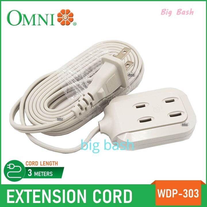 Omni Dual Portable Extension Cord Set 2 Gang With 3 Meter Wire WDP303