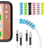 12ชิ้นซิลิโคนตัวป้องกันสายไฟมีความยืดหยุ่นสีทึบดีไซน์แบบเกลียวป้องกันการสึกหรอสำหรับสายชาร์จ