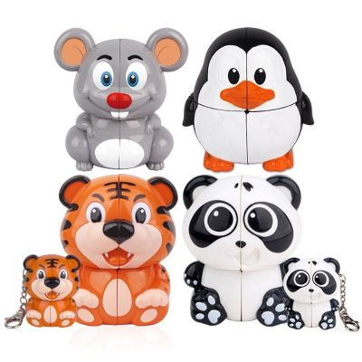 IQ-Cubes YuXin Tiger / Panda / Penguin /Mouse / Keychain 2x2 Cube High Speed Cube Puzzle Magic  Cubos Kid Toys Brain Teasers