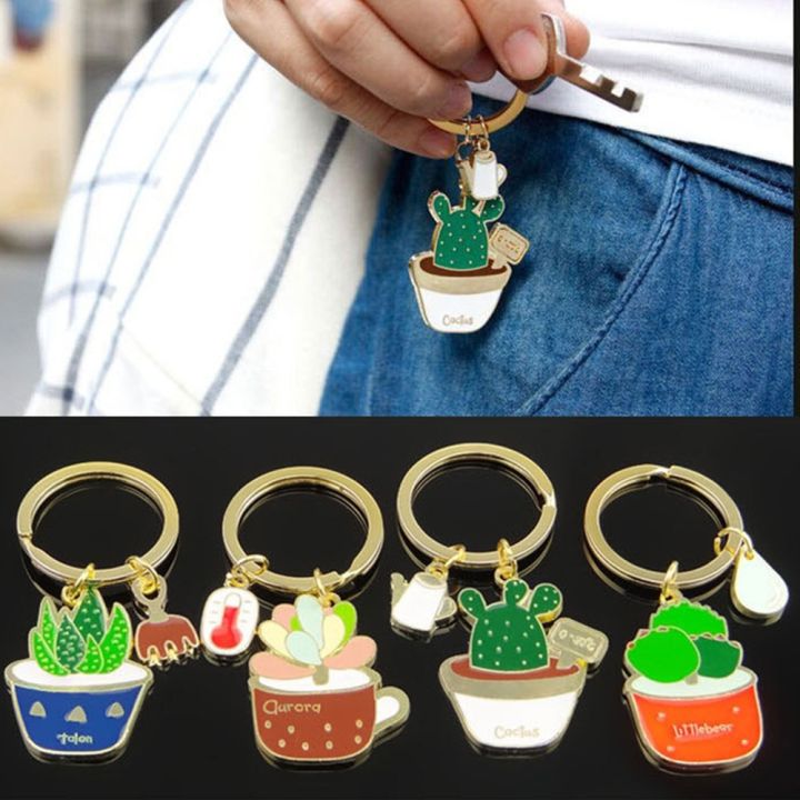 yf-cactus-keychain-succulent-potted-chains-car-charms-favors