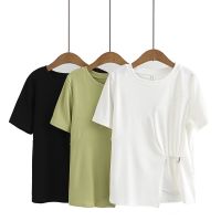 【มีไซส์ใหญ่】Plus size Womens L-5XL Short Sleeve White Black Tshirts Oversized Irregular Female Tops Large Size Fashion Shirts