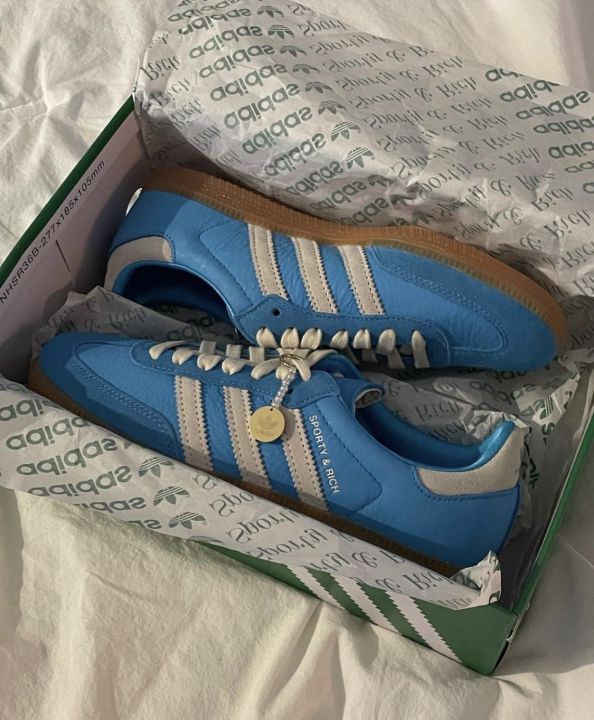 พร้อมส่ง ของแท้ 100%) Adidas samba og sporty and rich blue rush