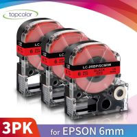 【support】 Topcolor 3PK 6มิลลิเมตรเข้ากันได้ Epson เทปฉลากสีดำบนสีแดง SC6RW 8เมตรความยาวเครื่องพิมพ์ริบบิ้นสำหรับ KingJim ฉลากชง SR530 950 R680