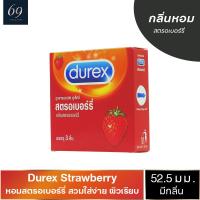 ถุงยางอนามัยดูเร็กซ์ สตรอเบอร์รี่ ถุงยาง Durex Strawberry ขนาด 52 มม. หนา 0.05 มม. พร้อมกลิ่นสตรอเบอร์รี่ (1 กล่อง)