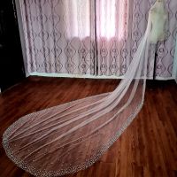 Real scene ultra-long 5 meters white full pearl veil bride cathedral wedding accessories 2023 new mask elegant veil mariage Hair Accessories