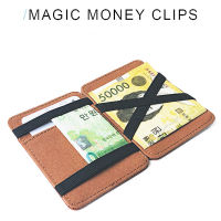 New Fashion Slim Mens Leather Magic Wallet Korea Designer Credit Card Holder Women Small Cash Clip Bilfold Man Clamps for Money