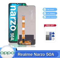 จอแสดงผล LCD ดั้งเดิม6.5 "สำหรับ Realme Narzo 50a ชิ้นส่วนจอสัมผัสแอลซีดีของเครื่องแปลงดิจิทัลสำหรับ50A Narzo Realme จอแสดงผล RMX3430