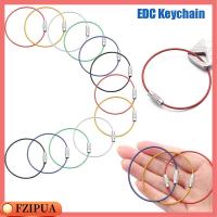 FZIPUA 20pcs สีสันสดใส สกรูสายเคเบิล ล็อคโซ่กุญแจ พวงกุญแจลวด Carabiner สแตนเลส พวงกุญแจ EDC ที่ใส่กุญแจ