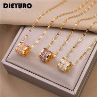 【CC】 DIEYURO 316L 3 Color Round Pendant Necklace Minimalist Woman Jewelry Accessories Neck 2021