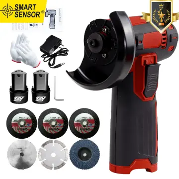 Cordless Angle Grinder Tool Kit Portable Lithium Electric Angle Grinder  19500rpm Rechargeable Power Cutter with 2pcs Batteries 2pcs Grinding Discs  for Grinding Polishing Cutting Rust Remov 