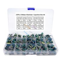 【cw】 225Pcs/Box Capacitor Aluminum Electrolytic Capacitors Set 15Values 16V-50V 1uF-470uF Assorted Storage Low 【hot】 !