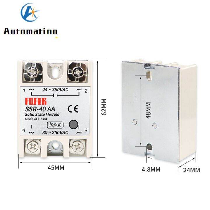 1ชิ้น25a-10a-40a-60a-ac-ac-แบบเฟสเดียวรีเลย์แบบโซลิดสเตทรีเลย์-ac-ssr-ssr-10aa-ssr-25aa-ssr-40aa-ssr-60aa-80-250vac-220v-ถึง24-380v