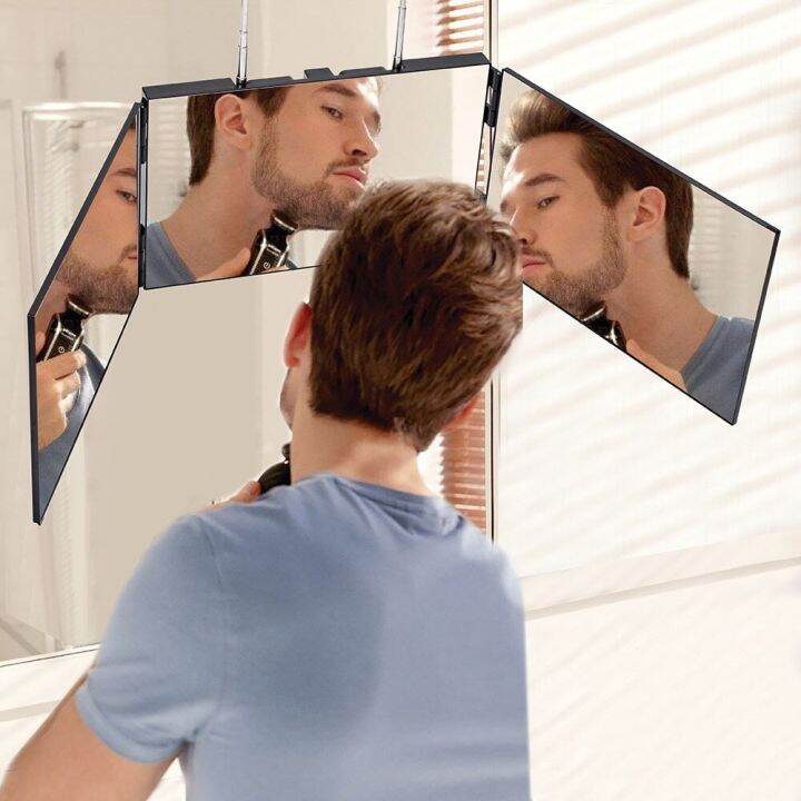 1Pcs Portable 360Degrees Hairdressing Mirror Adjustable Viewing Angle Trifold Self Haircut