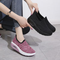 Y.Zuan Size35~44 42 43  ที่นอนลม แบบเสริมส้น รองเท้าผ้าใบเพื่อสุขภาพ รองเท้าผ้าใบแบบสลิปออน ไซส์ใหญ่รองเท้าผ้าใบ รองเท้าผู้หญิงรองเท้าถัก
