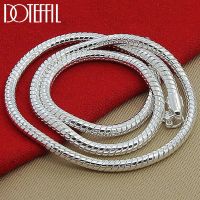 DOTEFFIL 925 Sterling Silver 16/18/20/24/22/24/26/30 Inch 3Mm Snake Chain Necklace For Woman Man Wedding Engagement Jewelry