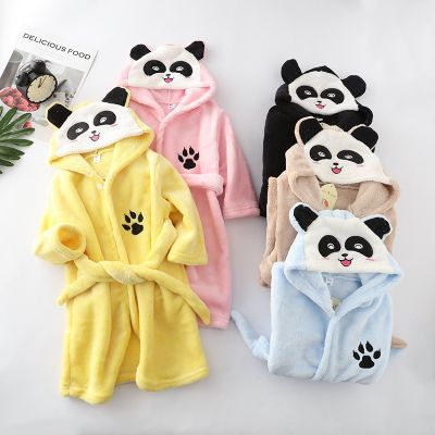 {Xiaoli clothing} เด็ก Colar Fleece Panda Hooded เสื้อคลุมอาบน้ำเด็ก39; S Dressing Gown Bath Robe การ์ตูนสัตว์ชุดนอนสำหรับหญิงชุดนอน