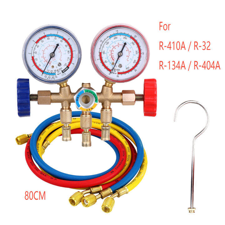 【YY】Air Conditioning Pressure Gauge with Hose and Hook 3 Way AC