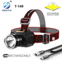 2021Powerful XHP50 LED Headlamp Waterproof Fishing Lantern Torch USB Rechargeable 18650 Headlight 3 Modes Zoom Head Flashlight