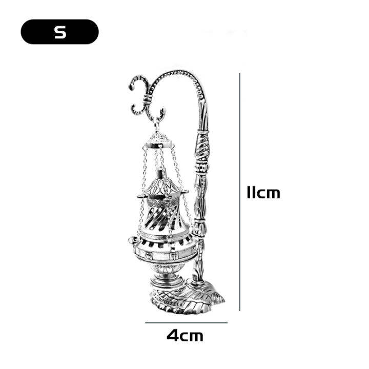เครื่องเผาธูปคริสตจักรคริสเตียนภาชนะเผาของตกแต่งบ้านโบราณพร้อมฝาอุปกรณ์บูชาทางศาสนาเครื่องบูชาพระธาตุออร์โธดอกซ์เครื่องประดับโบสถ์