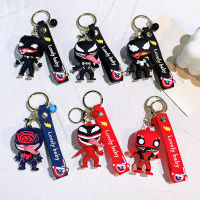 Marvel Anti Hero Venom พวงกุญแจน่ารัก ซิลิกาเจล Keyrings การ์ตูน Superhero จี้ Keyholder เครื่องประดับ