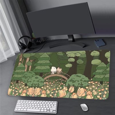 Kawaii Cute Gaming Mouse Pad Gamer Computer Mousepad Keyboard Mat Game XXL Tapis de Souris Mouse Mat Plant Carpet 900x400mm
