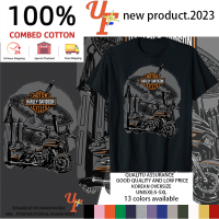 เสื้อยืดทรงหลวมแขนสั้นผ้าฝ้ายแท้สำหรับขี่มอเตอร์ไซค์ Harley-Davidson