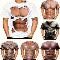 ☢✘✌ Muscle Mans Fashion Cool 3d Art Printed T-shirt Casual Funny Ripped Six Pack Abs Muscles Men Printing Tops Tee T Shirts for Man