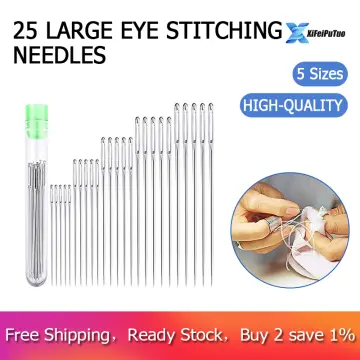  25 Large Eye Stitching Needles - 5 Sizes Big Eye Hand