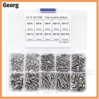 GEORG 340Pcs 304สแตนเลสสตีล ชุดสกรูเมตริก 9ขนาด 5-20มม. ประเภทสกรู M3 พร้อมกล่องเก็บของ สกรูฝาปิดซ็อกเก็ต มืออาชีพด้านการ