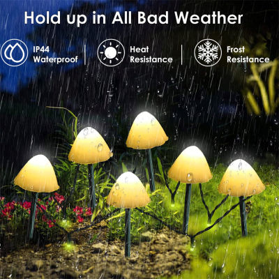 LED Solar Mushroom Lights Outdoor Waterproof Landscape Fairy Garland String Lamp For Yard Lawn Garden Patio Christmas Decoration