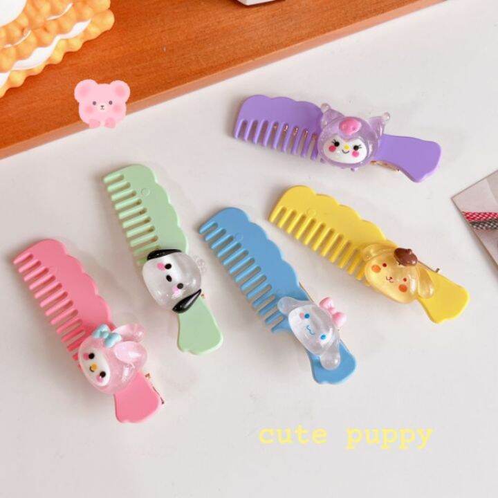 Cute Smal Comb Edge Bangs Hairpin Candy Color Kuromi MyMelody Cinnamon ...