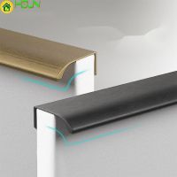 Modern simple wardrobe door invisible gold handle black cabinet drawer aluminum alloy handle hardware handle Door Hardware Locks